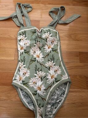 Floral One-Piece Swimsuit in Sage Green